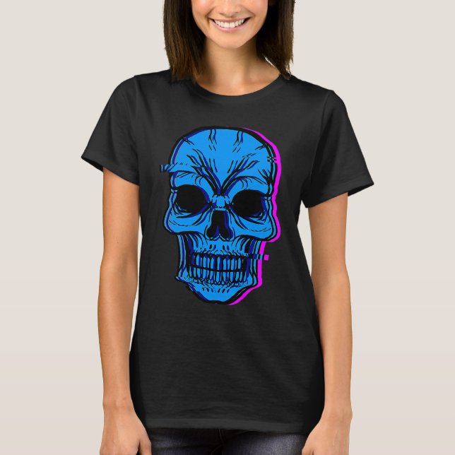 Camiseta Skull Blue Skeleton Bones Party Perfect  Idea (Frente)