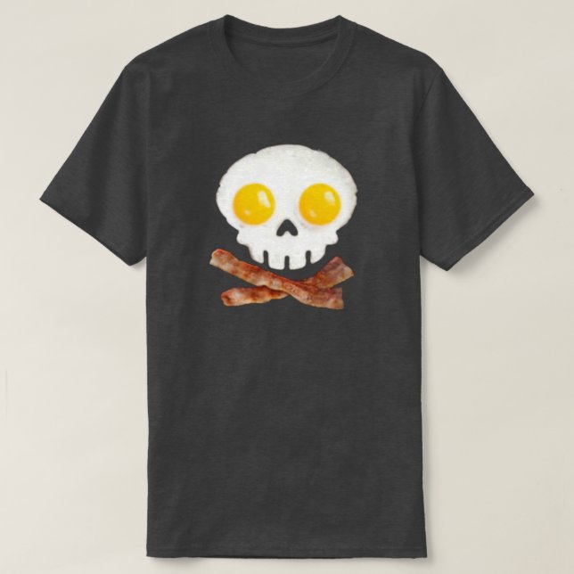 Camiseta Skull & Bones Bacon & Egs Café da Manhã (Frente do Design)