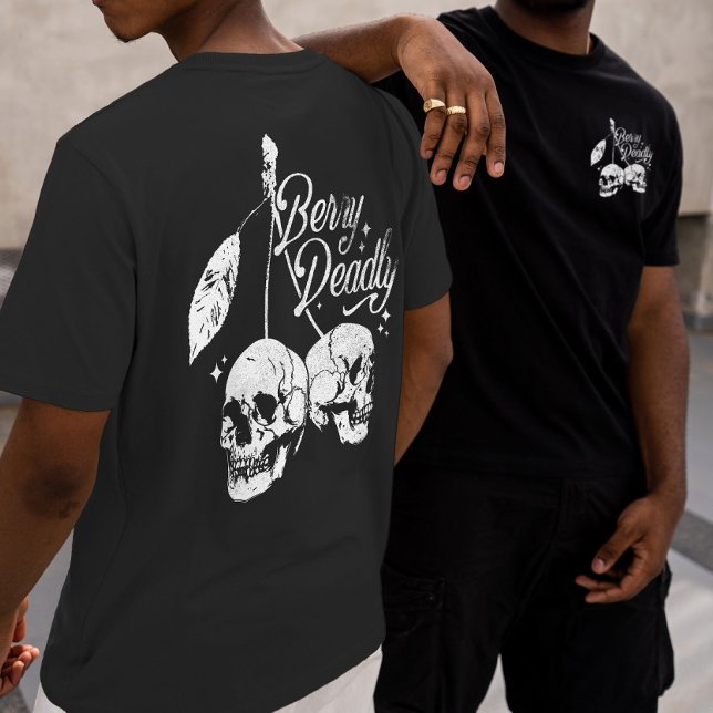 Camiseta Skull Cherry Spooky and Sweet Gothic Halloween (Criador carregado)