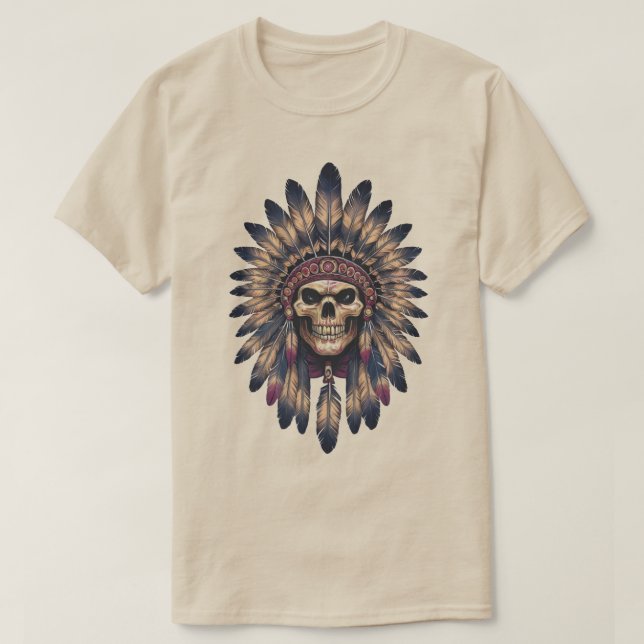 Camiseta Skull Chief Native American  (Frente do Design)