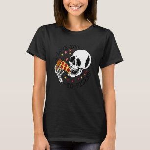 Camiseta Skull Comendo Eu Amo você ao Namorados Pizzas Hear