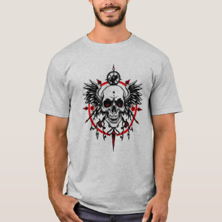Camiseta Skull Compass T-Shirt – Gothic Wings & Red Eye Hor