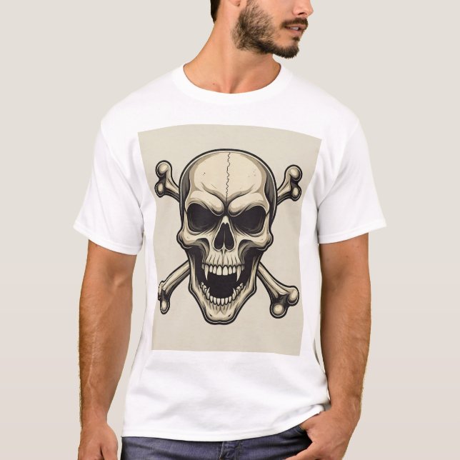 Camiseta "Skull & Crossbones: Rock 'n' Roll Banda Logo Tee" (Frente)
