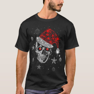 Camiseta Skull Diamond Santa Hat Oferece Natal Pajama Xma