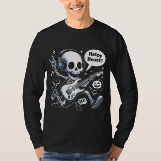 Camiseta Skull Guitar Halloween Rocker Encantado Música Tee