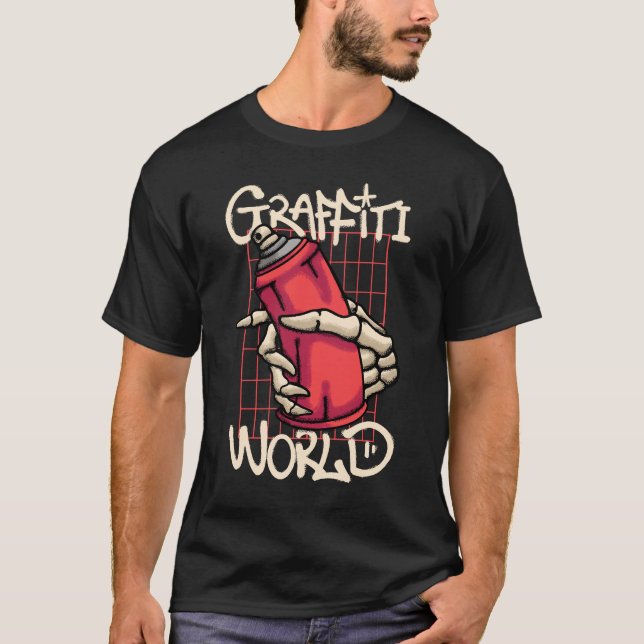 Camiseta skull Hand Holding Spray Paint streetwear (Frente)