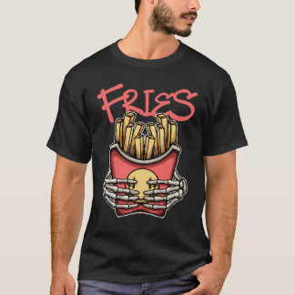 Camiseta Skull Hands Grasping French Fries streetwear 
