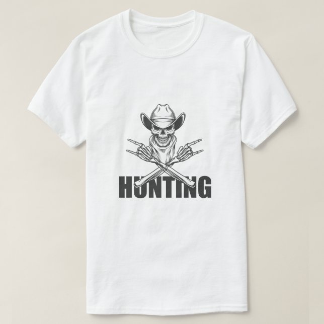 Camiseta Skull Hunter T-Shirt – Rugged & Rebellious (Frente do Design)
