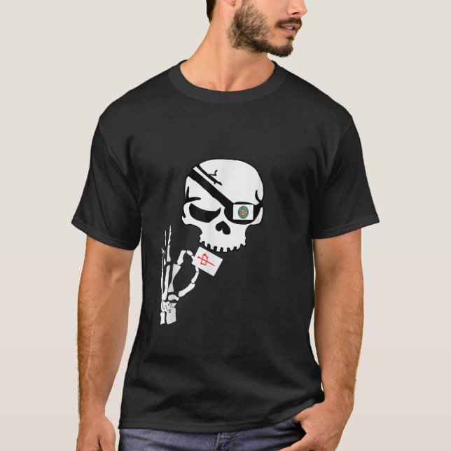 Camiseta Skull Mahjong Player Skeleton Jogando Mahjongg Gif (Frente)