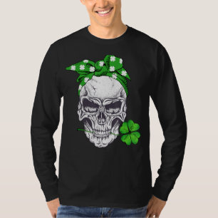 Camiseta Skull Messin Shamrock Dia de São Patrício Lucky Ma