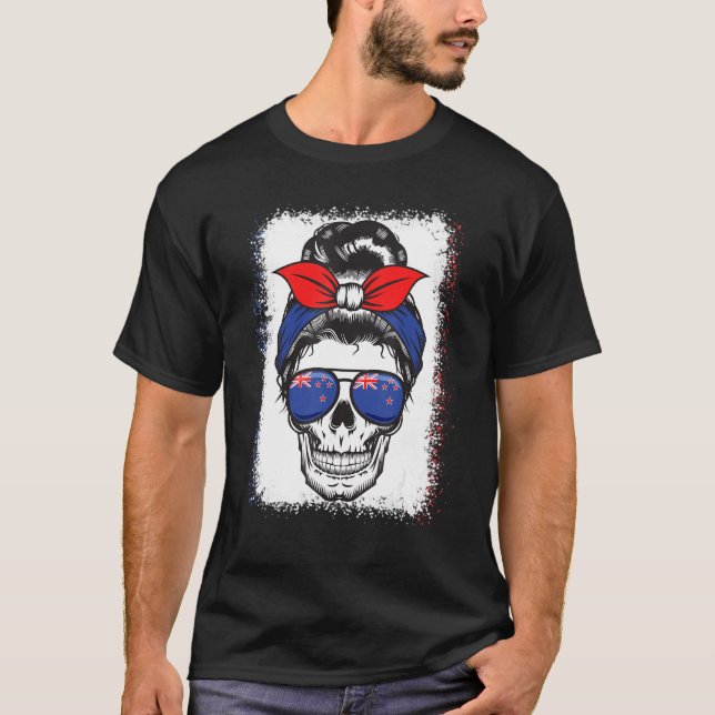 Camiseta Skull Messy Bandana Nova Zelândia Tee Girl 2022 (Frente)