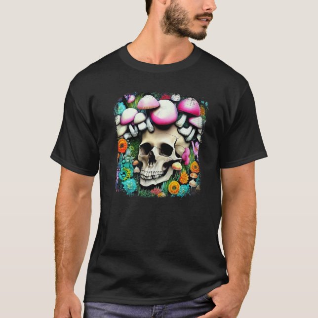 Camiseta Skull Mushroom Collector Graphic Art Mushroom Pic (Frente)