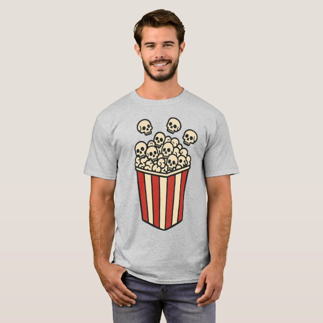 Camiseta Skull Popcorn Box Sticker  (Frente Completa)