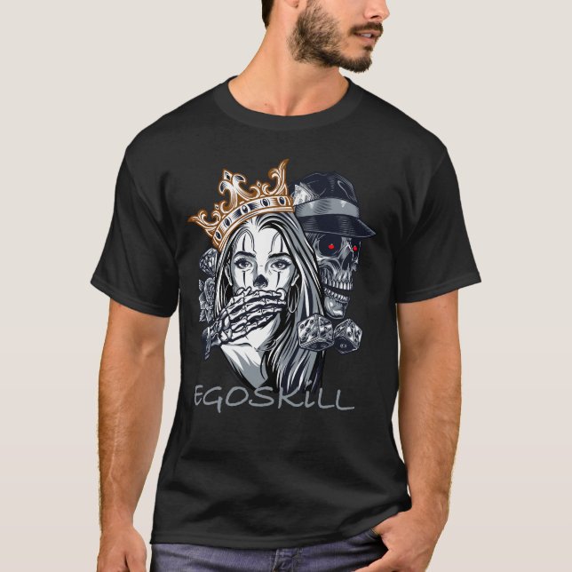 Camiseta Skull Queen & Dice – EGOSKILL Design (Frente)