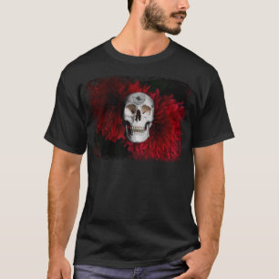 Camiseta Skull & Red Dahlia com desenho original de Dahlia