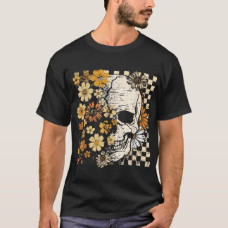 Camiseta Skull Skeleton Floral Fall Autumn Spooky Halloween