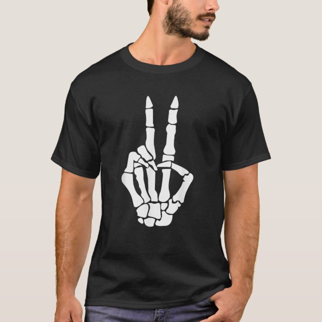 Camiseta Skull Skeleton Peace Sign Birthday Gift (Frente)