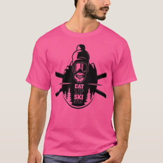 Camiseta Skull Skier Come Sleep Ski Repetir Presente