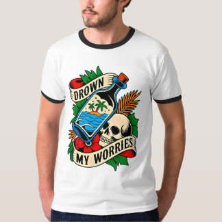 Camiseta Skull & Sunset Tropical Tattoo | Ideia Única de Pr