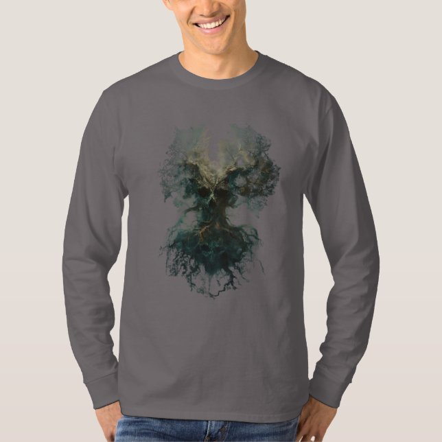 Camiseta Skull Tree Surreal Dark Nature Long Sleeve (Frente)