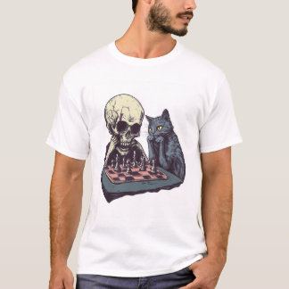 Camiseta Skull vs Cat � Funny Chess Battle
