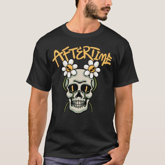 Camiseta Skull With Daisies streetwear (Frente)