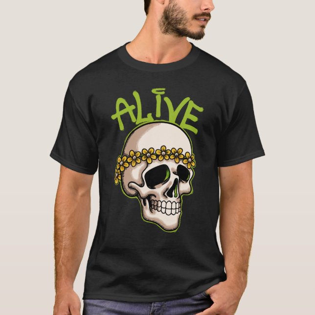Camiseta Skull with Flowers streetwear (Frente)