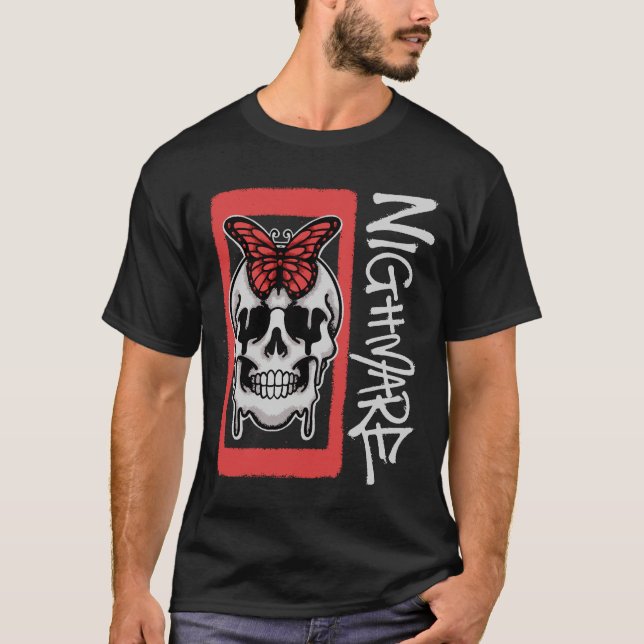 Camiseta Skull with Red Butterfly Streetwear (Frente)