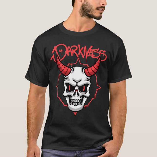 Camiseta Skull with Red Horns streetwear (Frente)