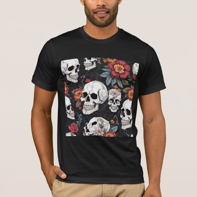 Camiseta Skulls and flowers (Frente)
