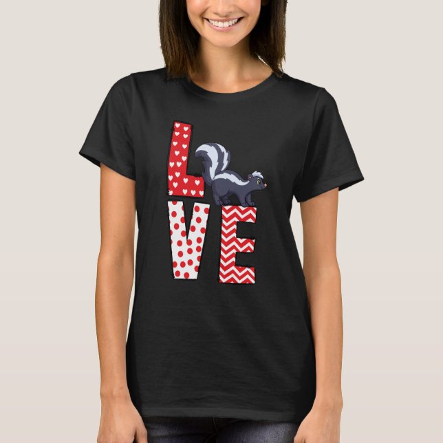 Camiseta Skunk Dia de os namorados Love Namorados Cute Hear (Frente)