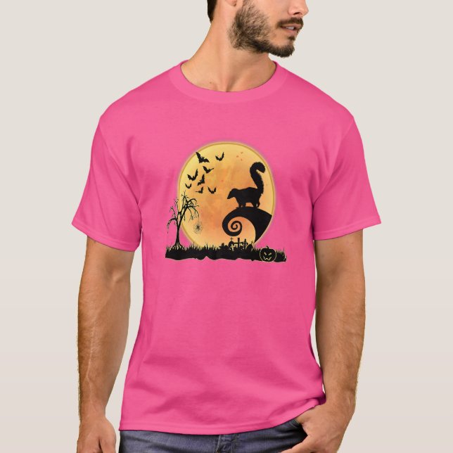 Camiseta Skunk E Lua Assustam Animais Figurino De Halloween (Frente)