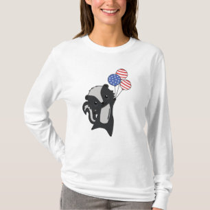 Camiseta Skunk Funny Cat 4 De Julho Bandeira Americana