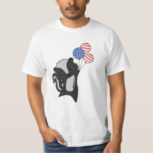 Camiseta Skunk Funny Cat 4 De Julho Bandeira Americana