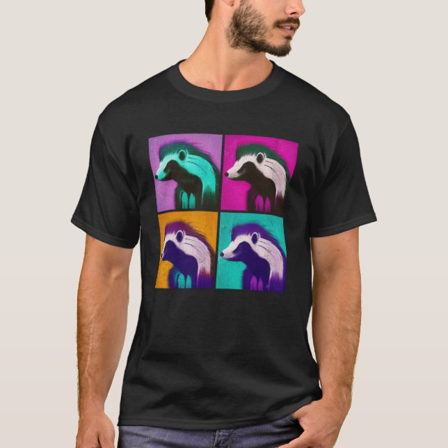Camiseta Skunk Pop Ilustração de Animais Coloridos Homens (Frente)