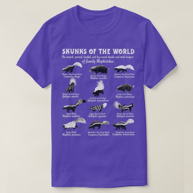 Camiseta Skunk Tail Skunks Do Mundo Mephitidae Skunk Wh (Frente do Design)
