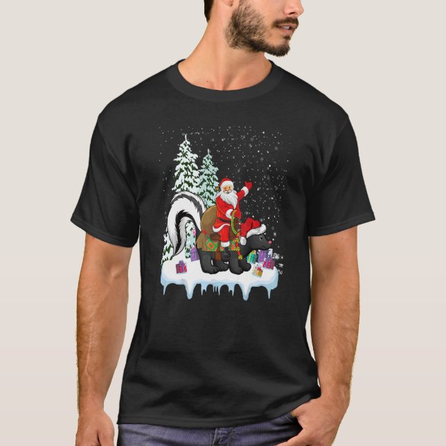 Camiseta Skunk  Xmas  Santa Riding Skunk Christmas (Frente)