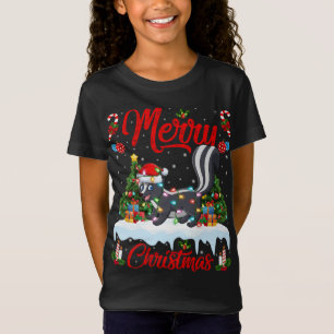 Camiseta Skunks Lover Xmas Lighting Santa Hat Skunks Cristo