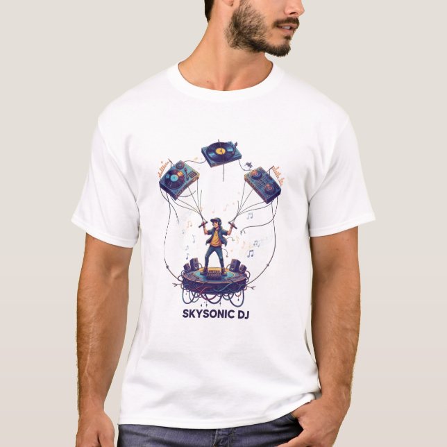 Camiseta Sky Beats DJ Tee – Where Music Takes Flight (Frente)