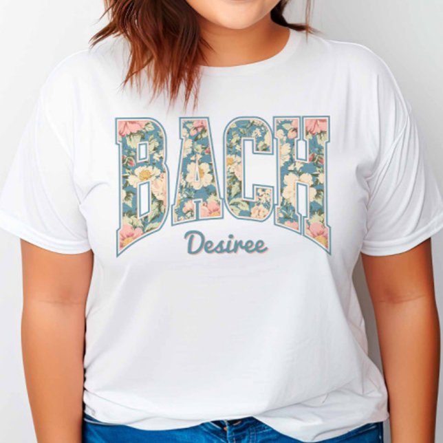 Camiseta Sky Blue Retro Floral BACH Bridesmaid (Criador carregado)