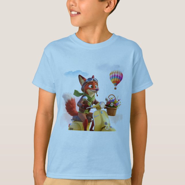 Camiseta "Sky Fox" Dawn Aviator Cute Animal Adventure (Frente)