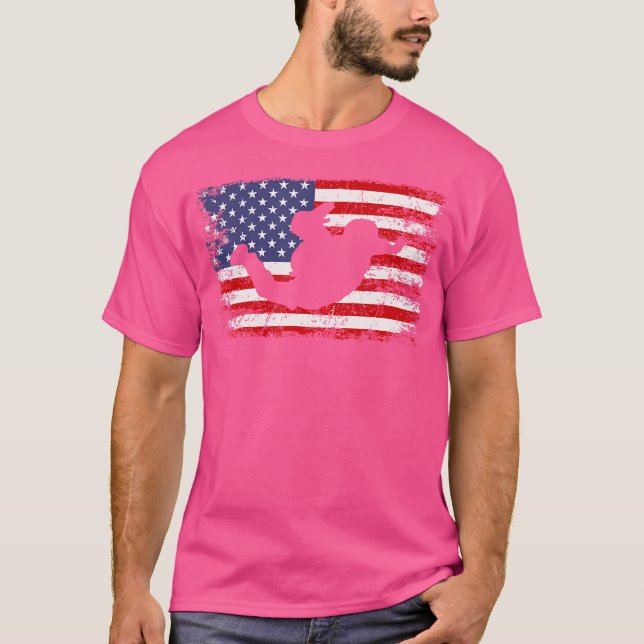 Camiseta Skydiving American Flag Parachuting Skydiving (Frente)