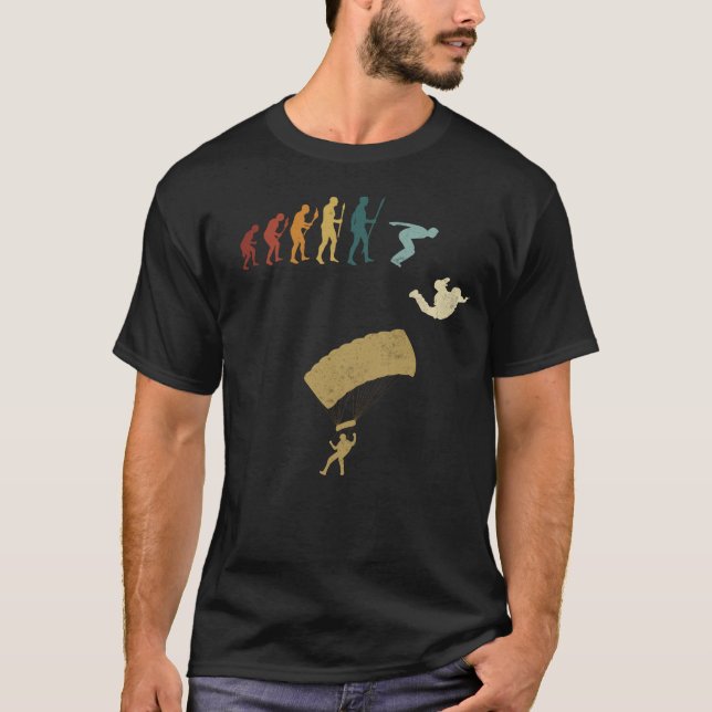 Camiseta Skydiving Evolution Retro Vintage (Frente)