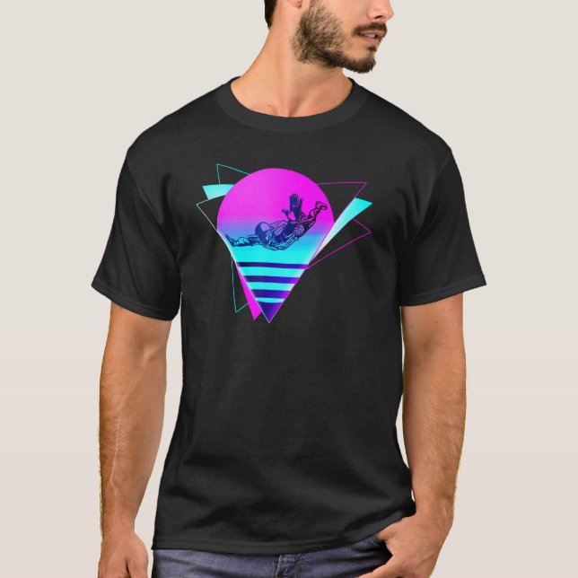 Camiseta Skydiving Vaporwave Retro Antigo (Frente)