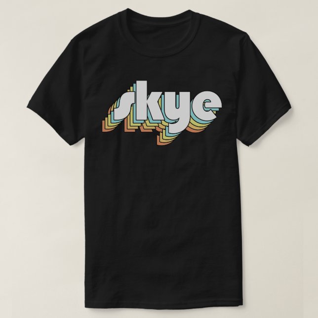 Camiseta Skye Retro Rainbow Tipografia Estilo Esmaecido (Frente do Design)