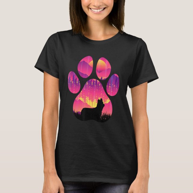 Camiseta Skye Terrier Paw Mãe Pai Mulheres Cachorro Homens (Frente)