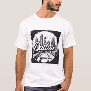 Camiseta Skyline Black and White Cityscape de Dallas Texas