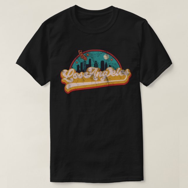 Camiseta Skyline Cidade da Califórnia em Los Angeles (Frente do Design)