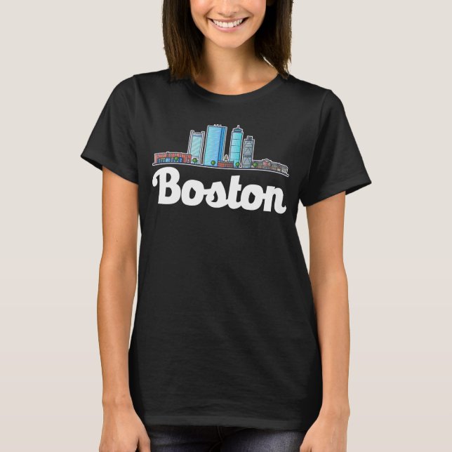 Camiseta Skyline Cidade de Boston Massachusetts (Frente)