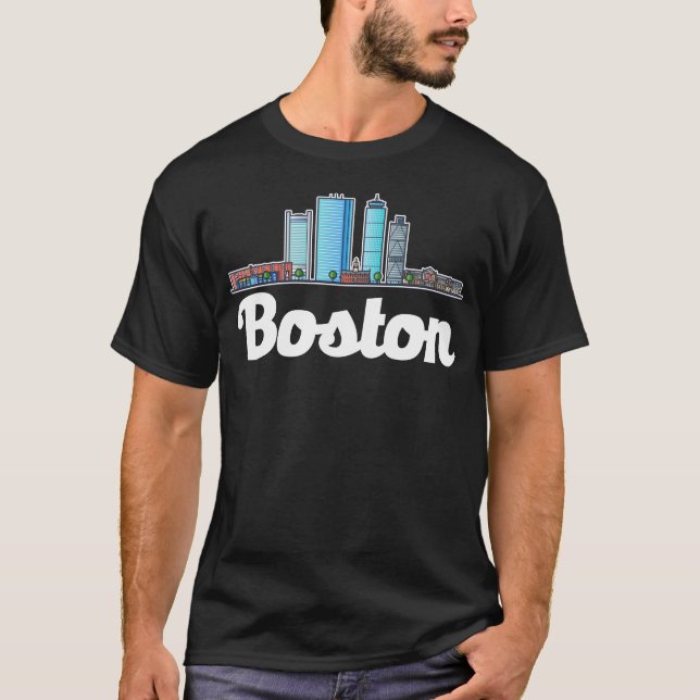 Camiseta Skyline Cidade de Boston Massachusetts (Frente)
